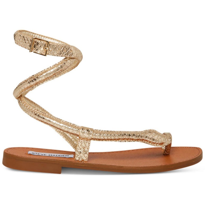Womens Metallic Snake Print Ankle Strap