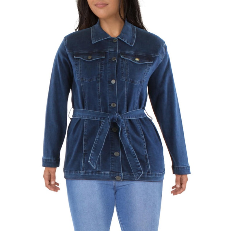 Womens Modern Fit Belted Denim Jacket