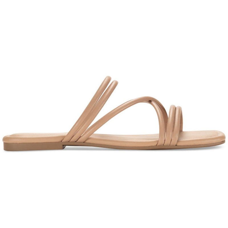 Quinleyy Womens Faux Leather Flat Slide Sandals